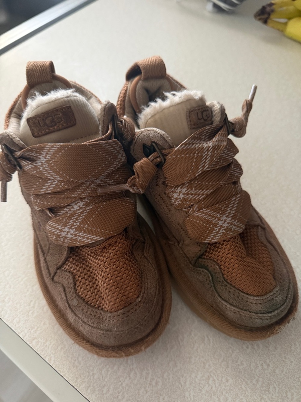 UGG Kids Tan Brown Lace-Up Cozy Boots